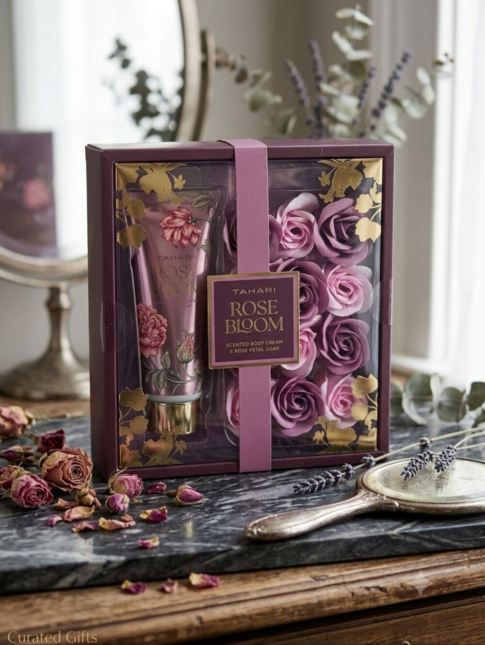 Tahari Rose Bloom Body Cream & Rose Petal Soap Gift Set